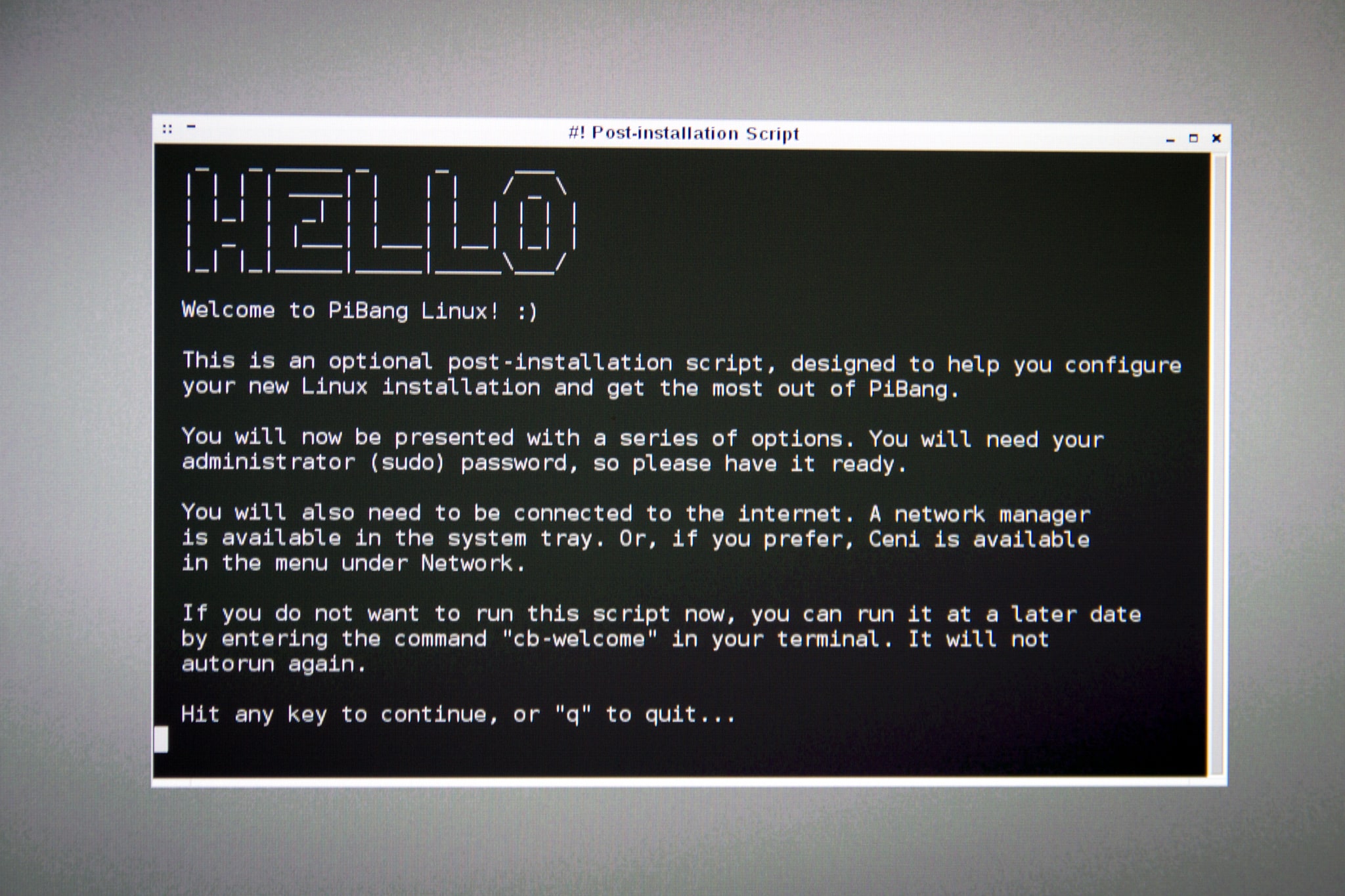 PiBang Linux Post-installation Script