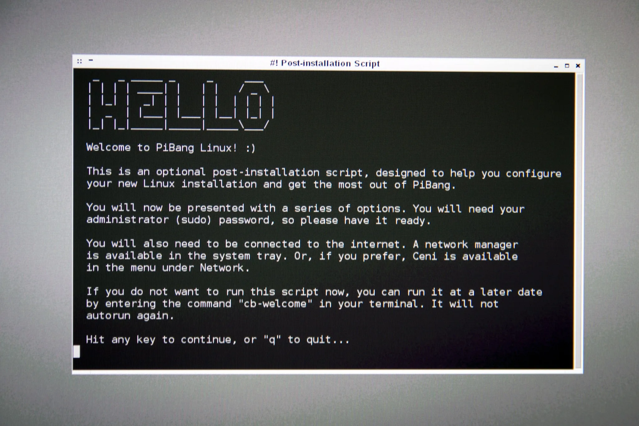 PiBang Linux Post-installation Script